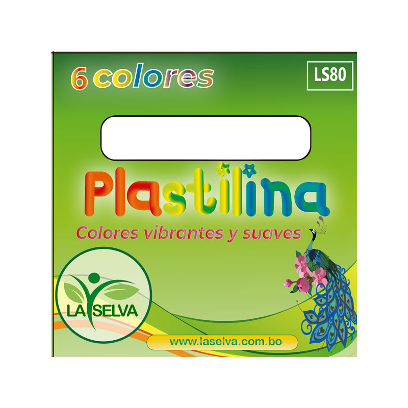 Plastilina de 80g pequeño La Selva 6 colores