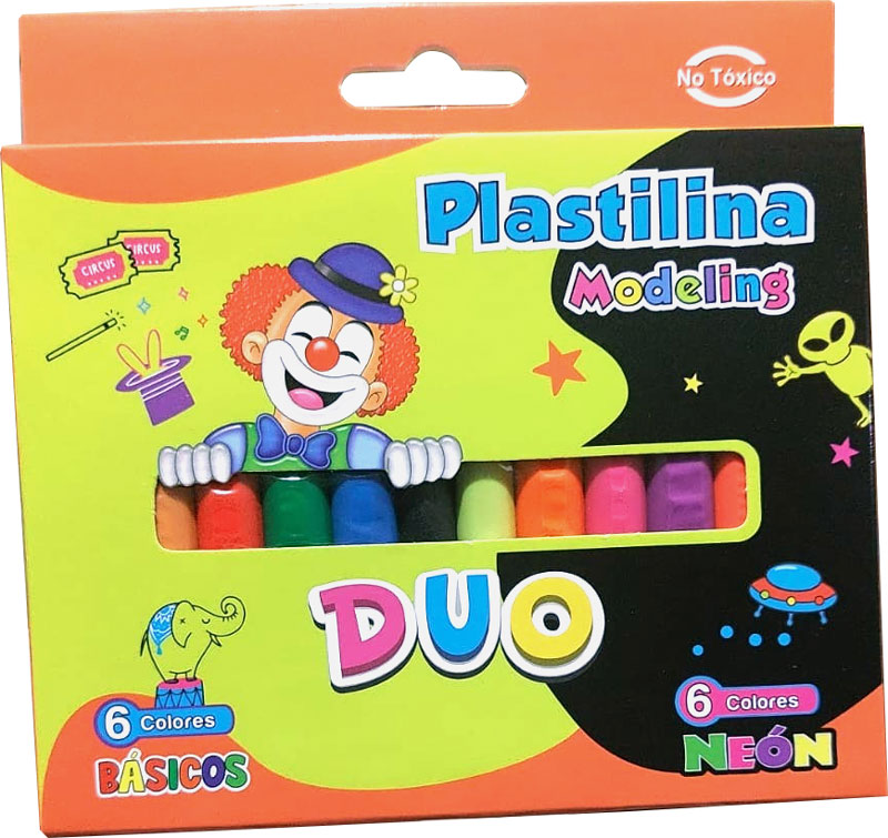 Plastilina modeling DUO 6 colores neones Madison 12 colores