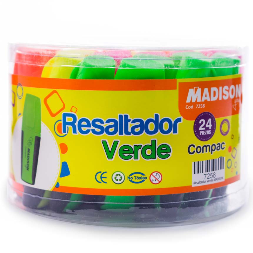 Resaltador Compac MADISON 6xColor Amarillo, Verde, Naranja y Rosado 24Pcs