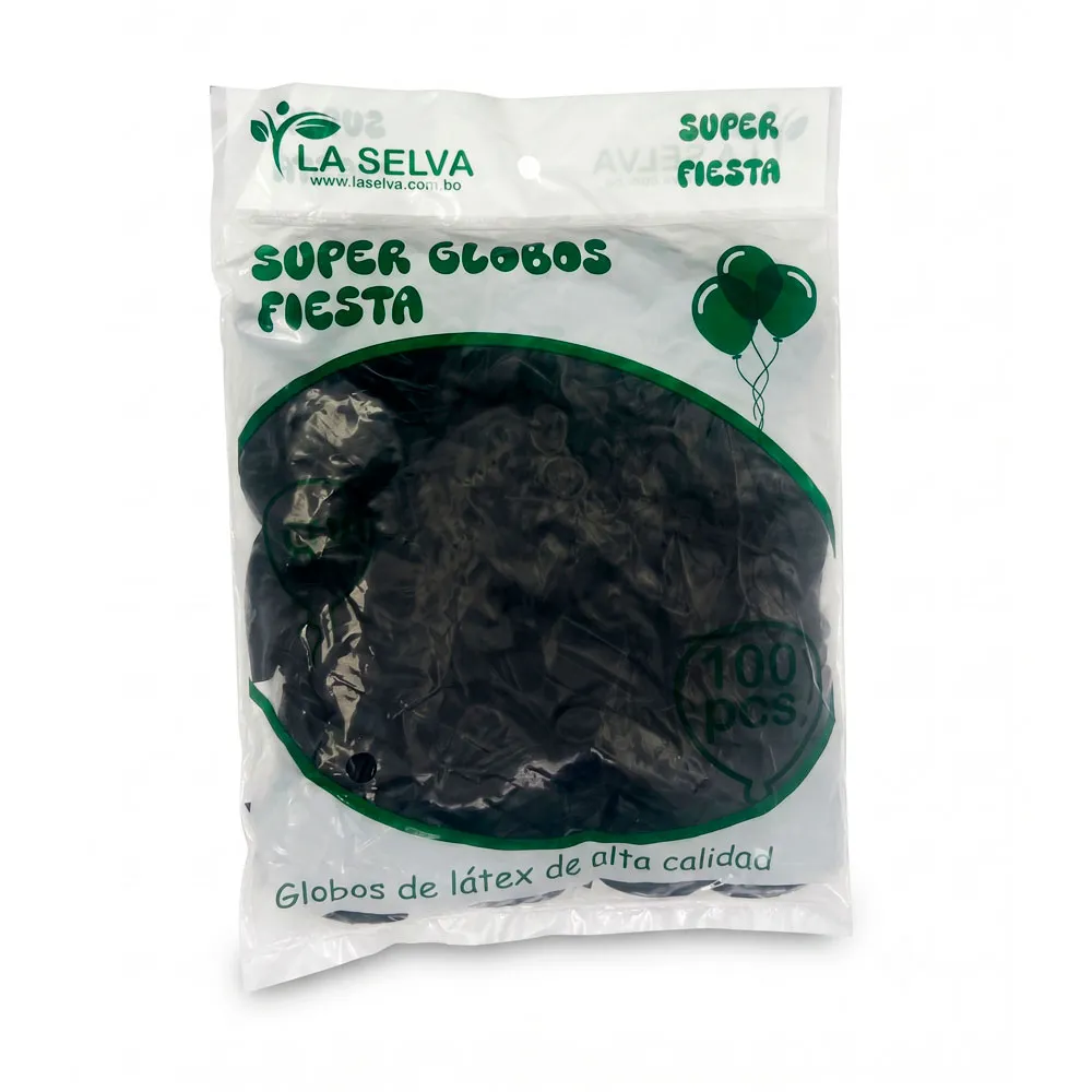 [LS9100-NE] Globos super fiesta La Selva, bolsa de 100pcs (Negro)