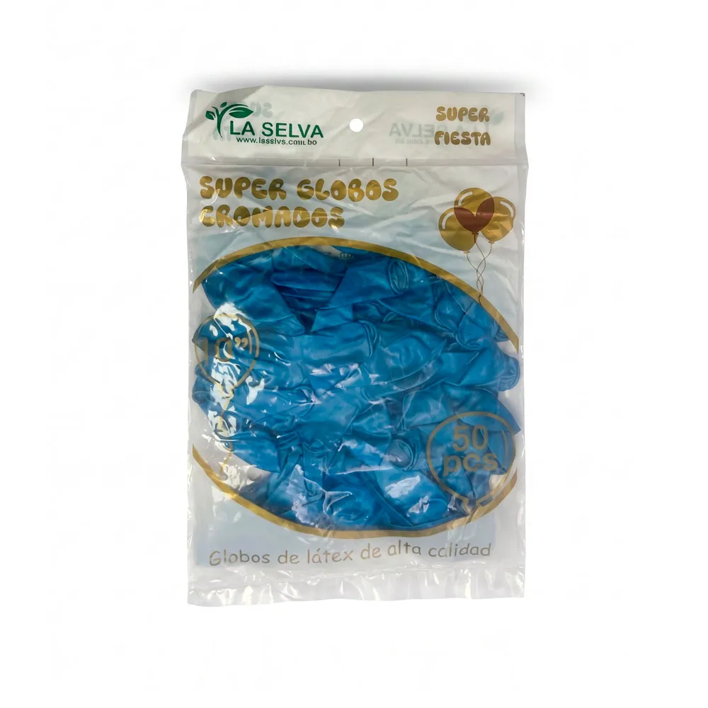 Globos CROMADOS super fiesta La Selva, bolsa de 50pcs