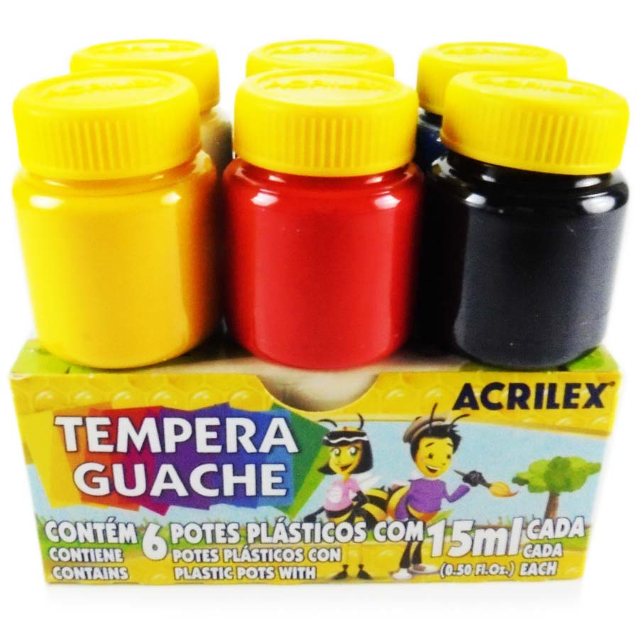Tempera Guache 6 colores Acrilex 15ml