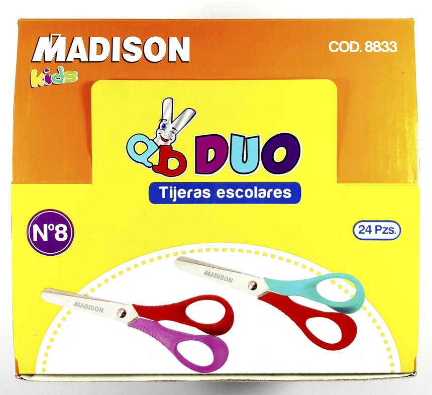 Tijera escolar No 8 DOU Kids 5 pulgadas Madison 24pcs