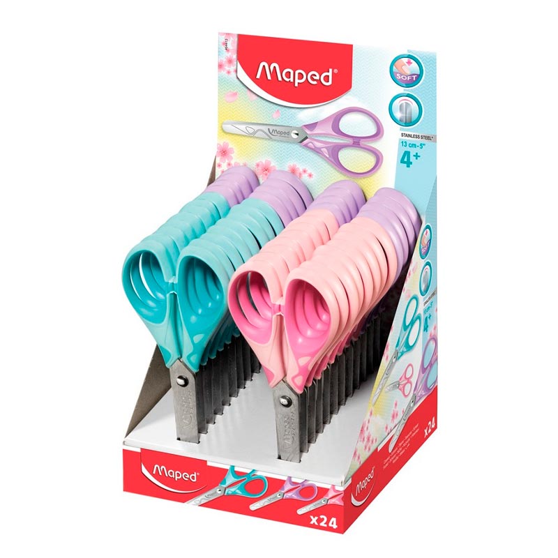 Tijeras punta roma essentials pulse soft 13 cm dif. colores pasteles Maped 24pcs