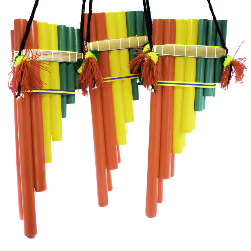 Instrumento Musical - Zampoña plástico TRICOLOR 6-7 tubos