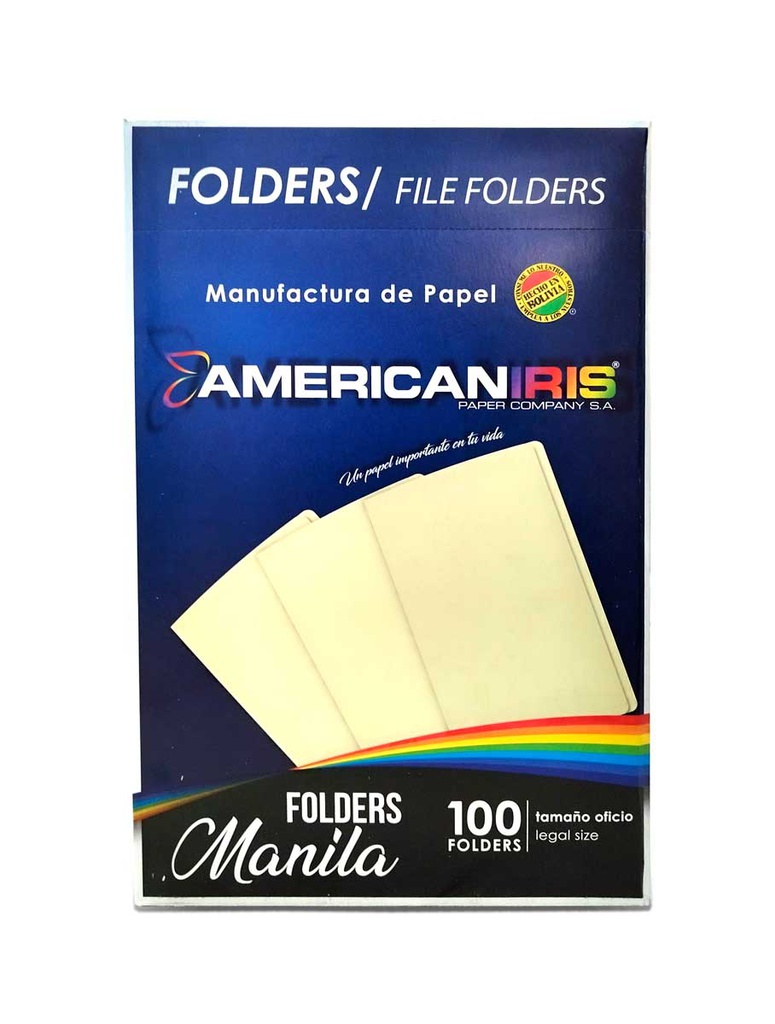 Folder  Amarillo American Iris OFICIO 100PCS