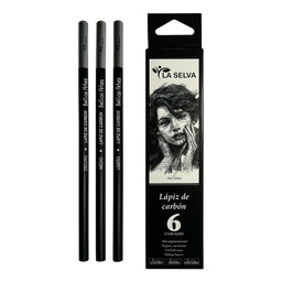 [LS4300C] Lapiz de carbon (LIGERO-MEDIO-OSCURO)  La Selva cajita de 6pcs