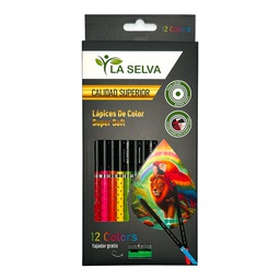 [LS417SS-12] Color largo redondo mina 4mm SUPER SOFT madera negra La Selva de 12 colores + tajador