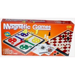 [9888A] Ajedrez Magnetic Games ludo, damas, ajedrez y naipe 4 en 1