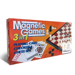 [9888] Ajedrez Magnetic Games naipe, dama y ajedrez 3 en 1