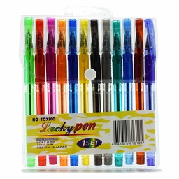[208-12] Boligrafo Lucky Brillo Pen de 12 colores