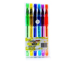 [208-6] Boligrafo lucky - Brillo pen colores 6u