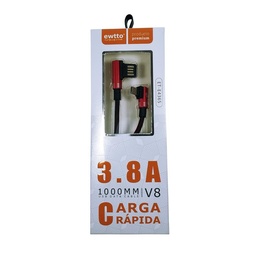 [E4365] Cable usb datos y carga rapida V8 turbo en L de 3.8A, cod. ET-E4365 Ewtto 1m