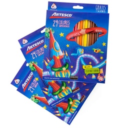 [16319000] Color largo triangular Artesco de 24 Colores + tajador