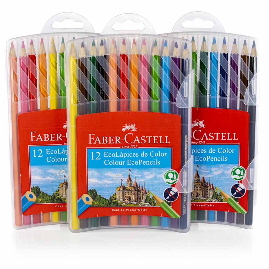 Color largo Hexagonal Estuche Rigido Faber 12 colores