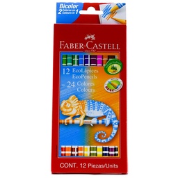 [120612EX] Color largo redondo bicolor Faber Castell 12 Ecolapices = 24 colores