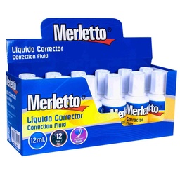 [MLT-12ML] Corrector liquido punta pincel 12ml Merletto de 12PCS