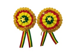 [ESC5.5G] Escarapela tricolor borde greca dorado DIAMETRO 5.5CM, 100PCS