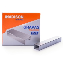 [8384] Grapas 23/10 Niqueladas STRONG MADISON 1000pcs. Capacidad 70 hjs. de 75 grs.