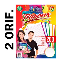 [TF2H-1] Hojas traper clasico 5 colores Flipo 200hjs (2 Huecos)