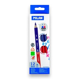 [0702612] Lapiz bicolor maxi 066 triangular rojo-azul jumbo Milan12pcs