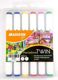 [8856] Marcador twin doble punta estuche rigido MADISON you 6 colores