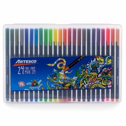 [MAX04] Micropunta Fine Liner max 04 estuche plastico rigido Artesco 24 colores