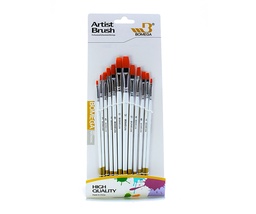 [A0018F] Pincel blanco plano #1-12 12pcs