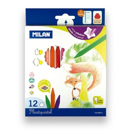 [80013] Plastipastel crayon ceras plasticas 12cmx8mm Milan 12 colores