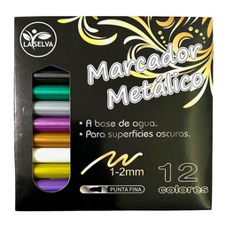 [LS-132] Marcador metalico a baseda agua La Selva de 12 colores