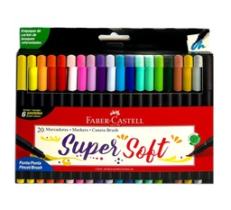 [556020] Marcador SUPER SOFT punta pincel Faber Castell 20 colores