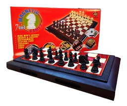 [9862A] Ajedrez Magnetic Games ludo, damas, ajedrez y naipe 7 en 1