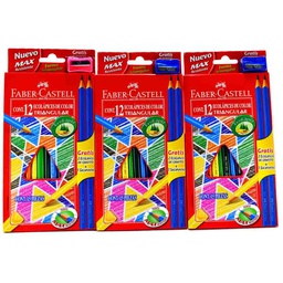 [120512+3GR] Color largo triangular Faber Castell 12 colores + 3 lapiz negro