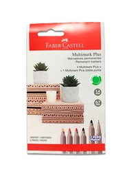 [153940] Marcador multimark plus permanente Faber Castell 4 colores + 1 doble punta