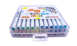 [ZX-601-36] Marcadores a base de agua doble punta biselado y redondo 4/1.2mm Zuixua estuche rigido de 36 colores