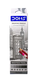 [8204] Lapiz de dibujo drawing pencils sketch tool HB, 2B, 4B, 6B, 8B y 10B DOMS cajita de 6pcs