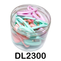 [DL2300] Clips especiales de mango plastico colores pasteles frasco