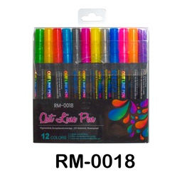 [RM-0018-12] Marcador outliner RM-0018-12, estuche de 12 colores