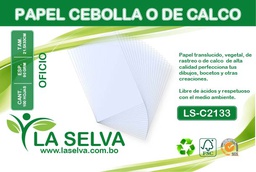 [LS-C2133] Papel cebolla / papel de calco de 90 gramos Oficio La Selva de 100 hojas