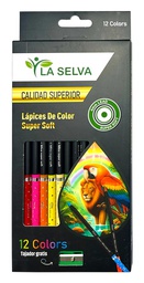 [LS417S-12] Color largo redondo mina 4mm SUPER SOFT madera negra La Selva de 12 colores + tajador