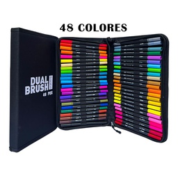 [CD-48] Marcador DUAL TIP 1-2mm aprox. y punta pincel de 48 colores