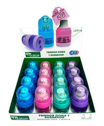 [LS9716] Tajador doble(8mm y 12mm) + borrador y deposito La Selva de 16pcs